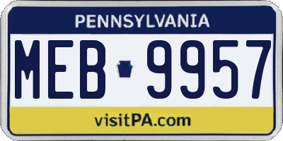 PA license plate MEB9957
