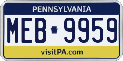 PA license plate MEB9959