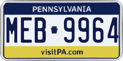 PA license plate MEB9964