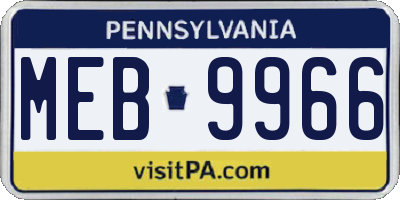 PA license plate MEB9966