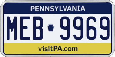 PA license plate MEB9969