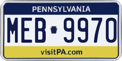 PA license plate MEB9970