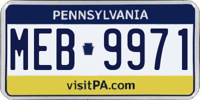 PA license plate MEB9971