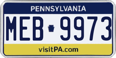 PA license plate MEB9973