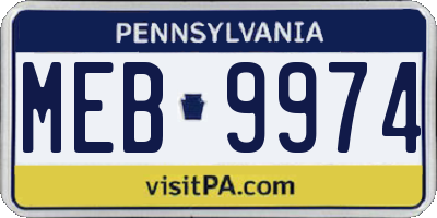 PA license plate MEB9974
