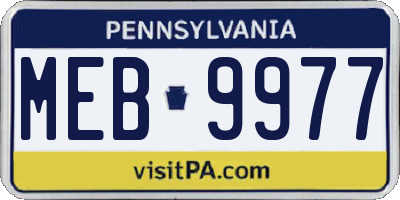 PA license plate MEB9977