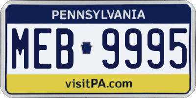 PA license plate MEB9995