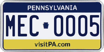 PA license plate MEC0005