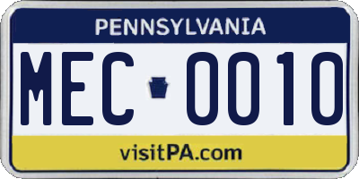 PA license plate MEC0010