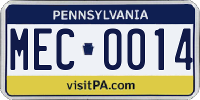 PA license plate MEC0014