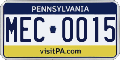 PA license plate MEC0015