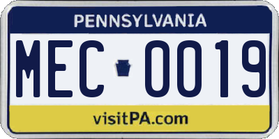 PA license plate MEC0019