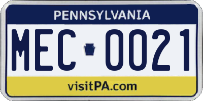 PA license plate MEC0021