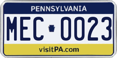 PA license plate MEC0023