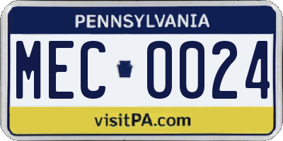 PA license plate MEC0024