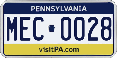 PA license plate MEC0028