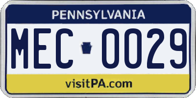 PA license plate MEC0029