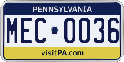 PA license plate MEC0036