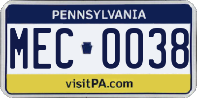 PA license plate MEC0038