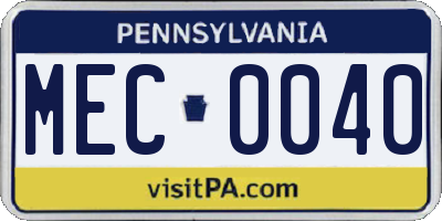 PA license plate MEC0040