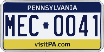 PA license plate MEC0041
