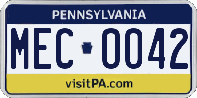 PA license plate MEC0042