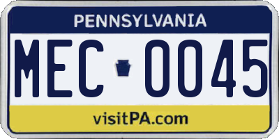 PA license plate MEC0045