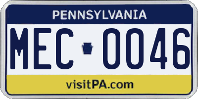 PA license plate MEC0046