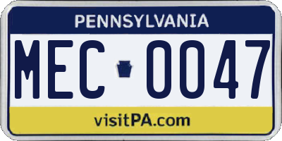 PA license plate MEC0047