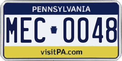 PA license plate MEC0048