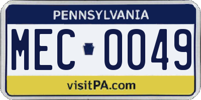 PA license plate MEC0049