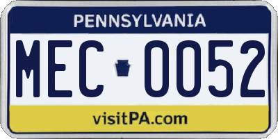 PA license plate MEC0052