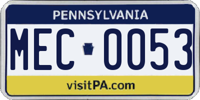 PA license plate MEC0053