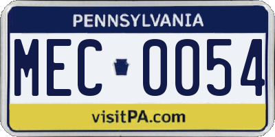 PA license plate MEC0054