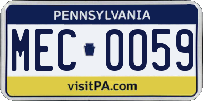 PA license plate MEC0059