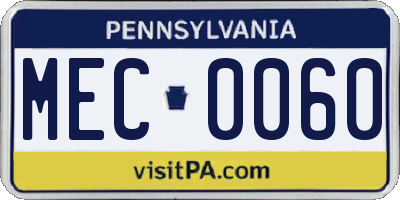 PA license plate MEC0060
