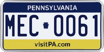 PA license plate MEC0061