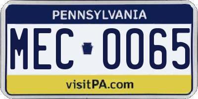 PA license plate MEC0065