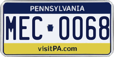 PA license plate MEC0068