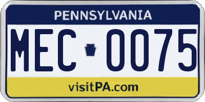 PA license plate MEC0075
