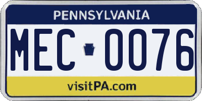 PA license plate MEC0076