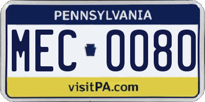 PA license plate MEC0080