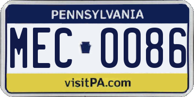 PA license plate MEC0086