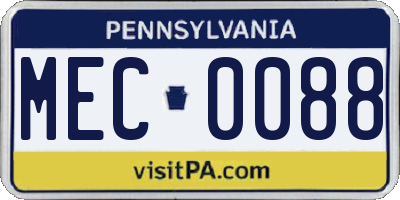 PA license plate MEC0088