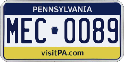 PA license plate MEC0089