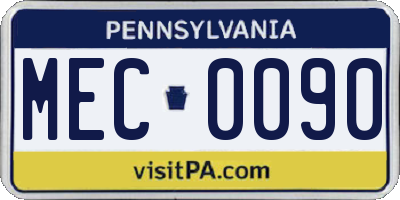 PA license plate MEC0090