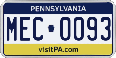 PA license plate MEC0093