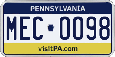 PA license plate MEC0098