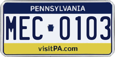 PA license plate MEC0103