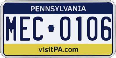 PA license plate MEC0106